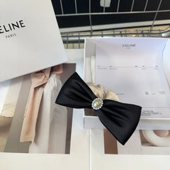 WHITE MIX BLACK SILK SCRUNCHIE 410891