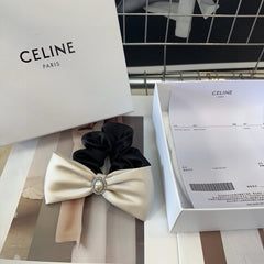 WHITE MIX BLACK SILK SCRUNCHIE 410892