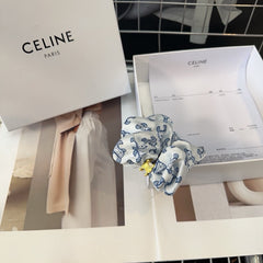 WHITE MIX CLASSIC BLUE SILK SCRUNCHIE 420676