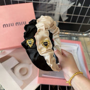 HEADBAND IN BEIGE COTTON GOLD HARDWARE 425519