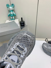 XL FISHNET SNEAKER IN GRAY MESH, POLYURETHANE, POLYESTER WITH RHINESTONES