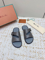 SANDALS IN DARK GRAY SNAKE EMBOSSED CALFSKIN