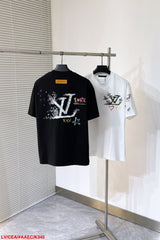 LV T-SHIRT BLACK MIX COLORFUL COTTON 239607