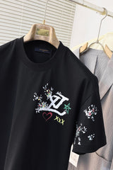 LV T-SHIRT BLACK MIX COLORFUL COTTON 239607