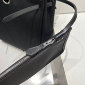 HERBAG A DOS ZIP RETOURNE BACKPACK 29 IN BLACK CANVAS AND CALFSKIN