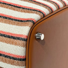 PICOTIN LOCK 18 BAG IN GOLD CALFSKIN ÉCRU/BEIGE/FAUVE/ROSE POP/NOIR EMBROIDERY CANVAS