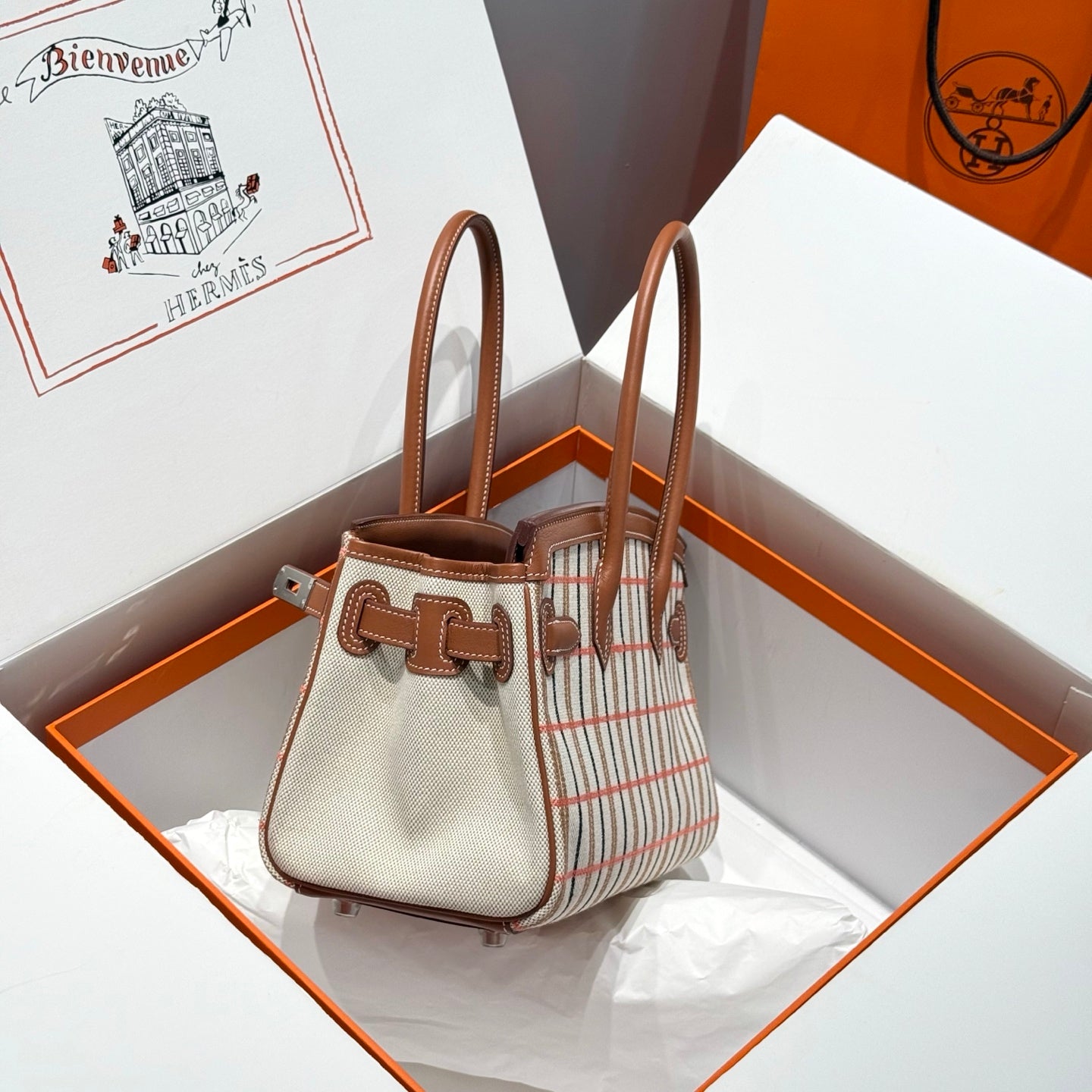 Birkin Shoulder Light 29 Swift-Toile H Canvas Gold PHW
