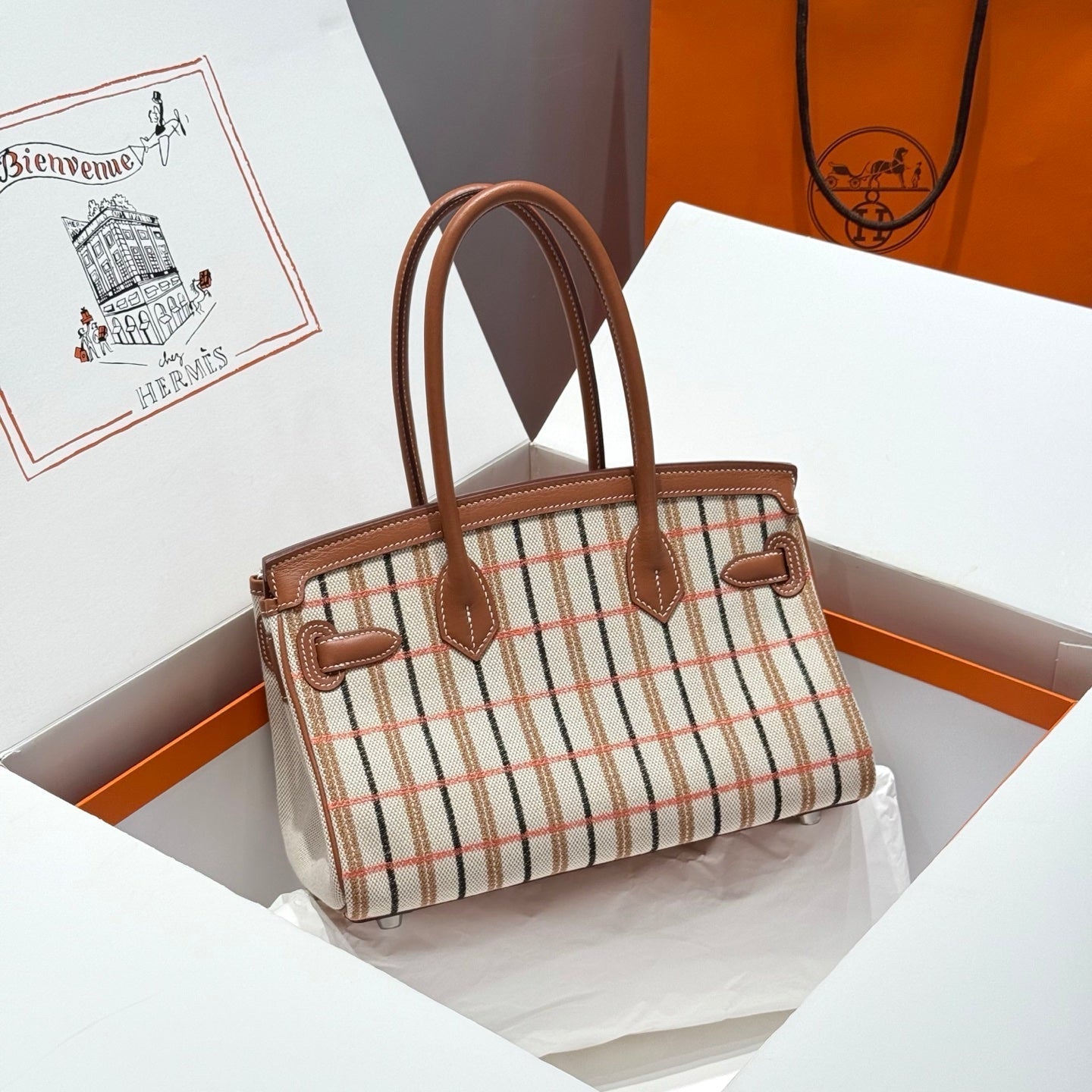 Birkin Shoulder Light 29 Swift-Toile H Canvas Gold PHW