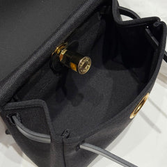 HERMES 25S MINI HERBAG 20 IN FULL BLACK CANVAS GOLD HARDWARE