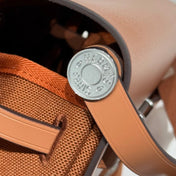 HERMES 25S MINI HERBAG 20 IN COPPER BROWN CANVAS SILVER HARDWARE