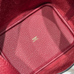 HERMES 25S PICOTIN LOCK 18 IN ROSSO ANCORA RED CALFSKIN GOLD HARDWARE