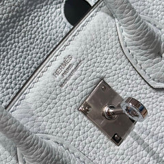 HERMES 25S MEDIUM BIRKIN 25 IN CLOUD BLUE CALFSKIN SILVER HARDWARE