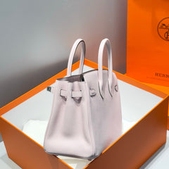 HERMES 25S MEDIUM BIRKIN 25 IN PINK BABY CALFSKIN SILVER HARDWARE