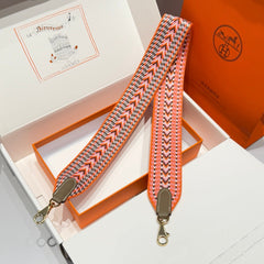 25S HERMES BAG STRAP ORANGE PATTERN 85 IN CANVAS GOLD HARDWARE