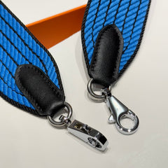 25S HERMES BAG STRAP BLUE 85 IN CANVAS SILVER HARDWARE