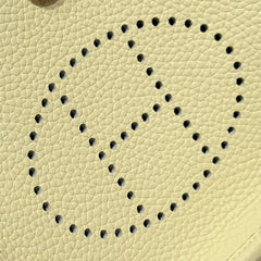 HERMES 25S MINI EVELYNE 18 IN MILTON YELLOW PATTERNED STRAP CALFSKIN SILVER HARDWARE