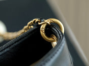 CHANEL 25S HOBO BAG 19.5 CM IN BLACK CALFSKIN WITH GOLD HARDWARE