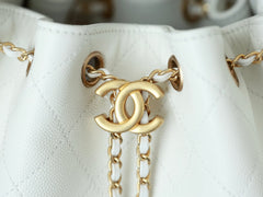 CHANEL 25S HOBO BAG 30 CM IN WHITE LAMBSKIN WITH GOLD HARDWARE