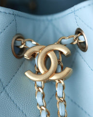 CHANEL 25S HOBO BAG 30 CM IN PASTEL BLUE LAMBSKIN WITH GOLD HARDWARE