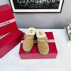 VIV WINTER PLATFORM MULES IN BROWN SUEDE