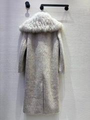 MAX MARA 25S DOUBLE-SIDED CASHMERE COAT WITH FOX FUR COLLAR 171