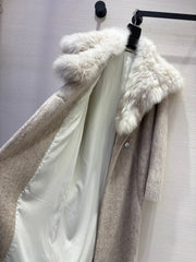 MAX MARA 25S DOUBLE-SIDED CASHMERE COAT WITH FOX FUR COLLAR 171