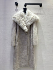 MAX MARA 25S DOUBLE-SIDED CASHMERE COAT WITH FOX FUR COLLAR 171