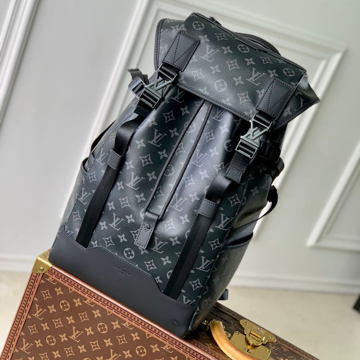 GETAWAY BACKPACK 50 IN BLACK MONOGRAM ECLIPSE CANVAS AND CALFSKIN