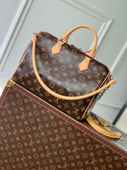 SPEEDY SOFT CRAFTY 30 IN BROWN LV MONOGRAM CALFSKIN RED TAG