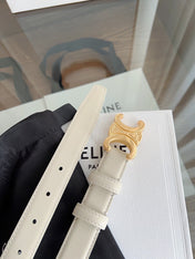 TRIOMPHE BELT 24MM IN WHITE CALFSKIN WITH GOLD BUCKLE