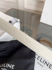 TRIOMPHE BELT 24MM IN WHITE CALFSKIN WITH GOLD BUCKLE