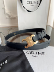 TRIOMPHE BELT 24MM IN BLACK CALFSKIN WITH GOLD BUCKLE