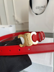 TRIOMPHE BELT 24MM IN RED CALFSKIN WITH GOLD BUCKLE