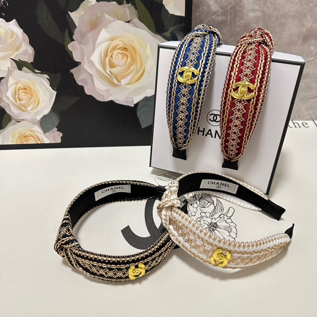 NAVY BLUE MIX LIGHT YELLOW FABRIC HEADBAND 168585