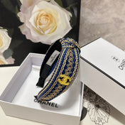 NAVY BLUE MIX LIGHT YELLOW FABRIC HEADBAND 168585