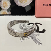 SILK THICK HEADBAND WHITE FLOWER PRINT 239958