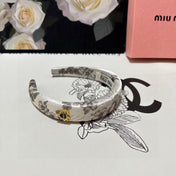 SILK THICK HEADBAND WHITE FLOWER PRINT 239958