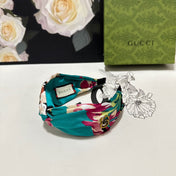 HAIRBAND IN TURQUOISE GREEN FLORAL SILK 252676