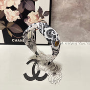 HAIRBAND IN WHITE AND BLACK PATTERN FABRIC 299347