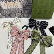 RIBBON BOW HAIR CLIP IN BLACK RE-NYLON ATTACHED PEARL 358260