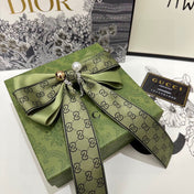 RIBBON BOW HAIR CLIP IN OLIVE GREEN RE-NYLON ATTACHED PEARL 358261