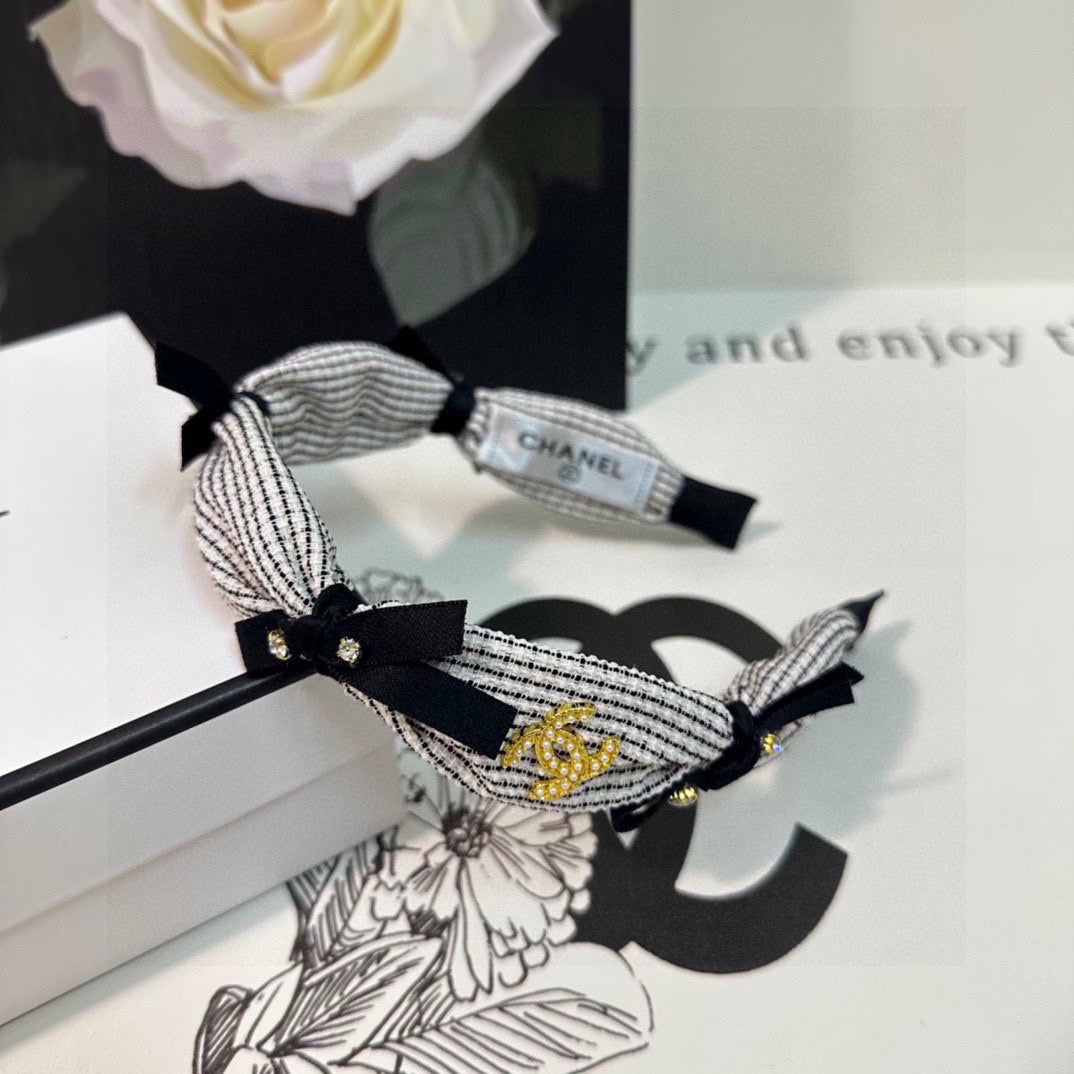 WHITE MIX BLACK FABRIC HAIRBAND 412462