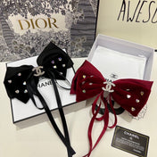 BLACK VELVET HAIR CLIP WITH BOW AND CRYSTAL 412471