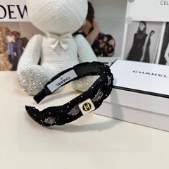 BLACK FABRIC HAIRBAND WITH CRYSTAL 412475
