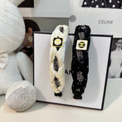 BLACK FABRIC HAIRBAND WITH CRYSTAL 412475