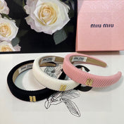 THICK HEADBAND IN WHITE CORDUROY 412477