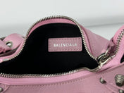 LE CAGOLE SMALL SHOULDER BAG 26 WITH RHINESTONES IN CREPE PINK LAMBSKIN