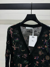 DIOR KNITTED V-NECK FLORAL EMBROIDERED CARDIGAN 276698