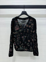 DIOR KNITTED V-NECK FLORAL EMBROIDERED CARDIGAN 276698