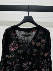 DIOR KNITTED V-NECK FLORAL EMBROIDERED CARDIGAN 276698